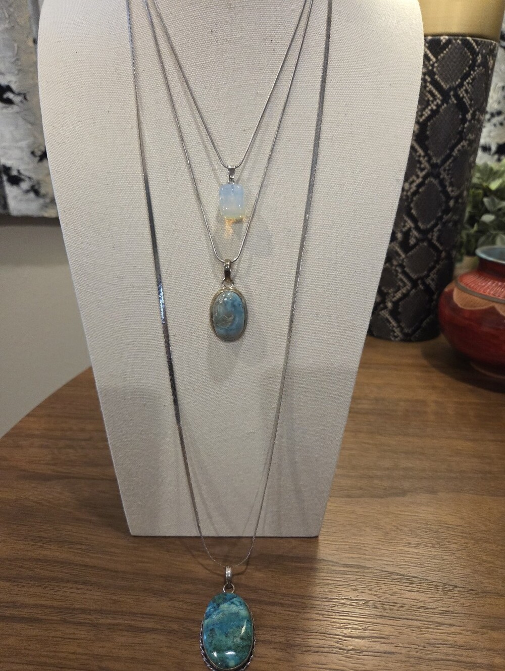 3-Tier Turquoise Bead Necklace